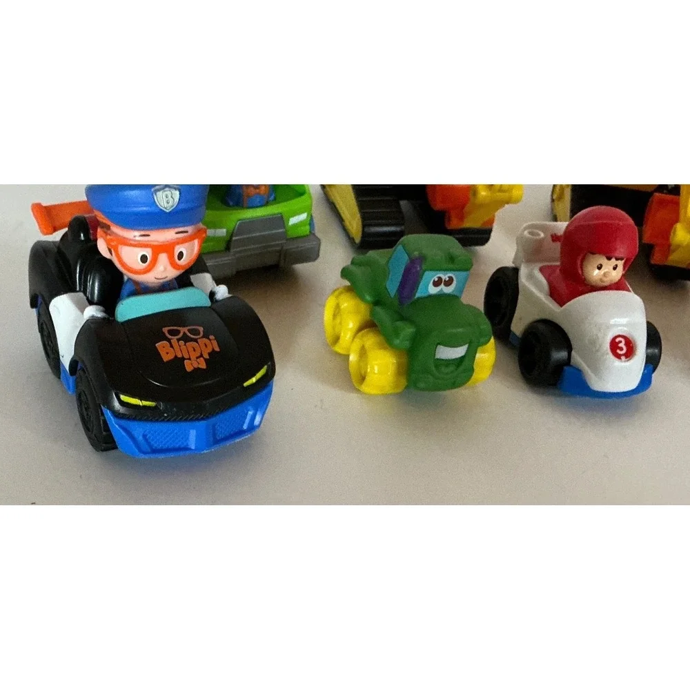 Blippi Toy Vehicle Lot Mini Cars Construction Trucks Excavator Police Car Set
